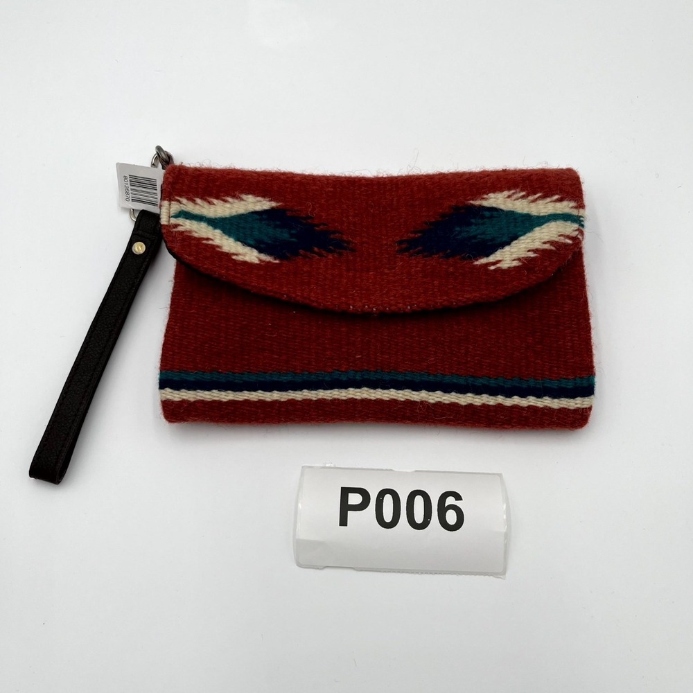 El Paso Saddleblanket Women Handbag Red Wool Southwest Handwoven Wristlet Wallet